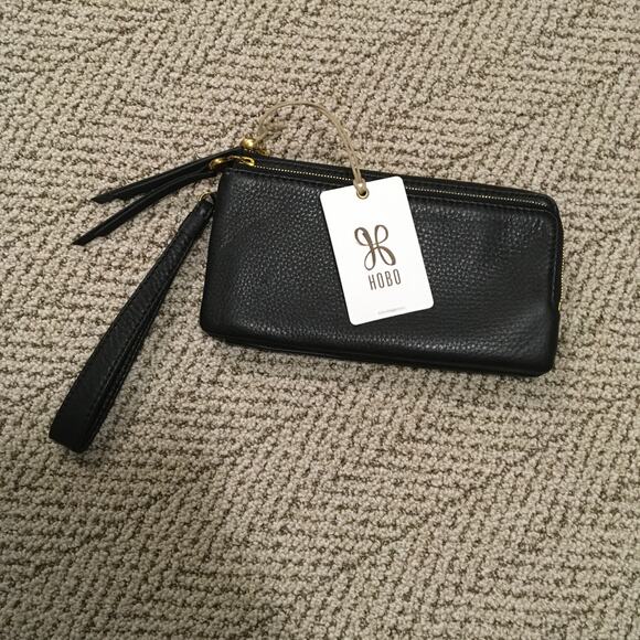 NWT - Black Leather HOBO Wristlet - Picture 1 of 8